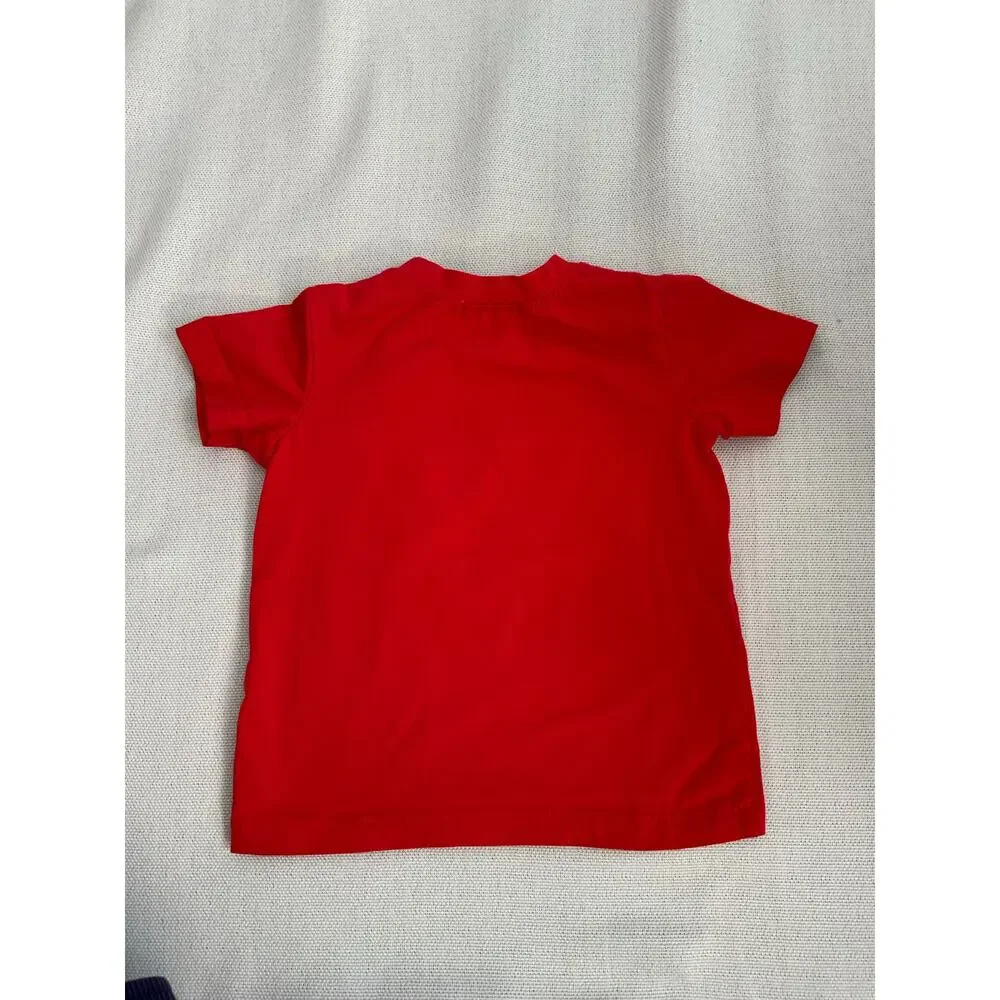 Ishtex Boys red shirt embroidered‎ flags size 18mo